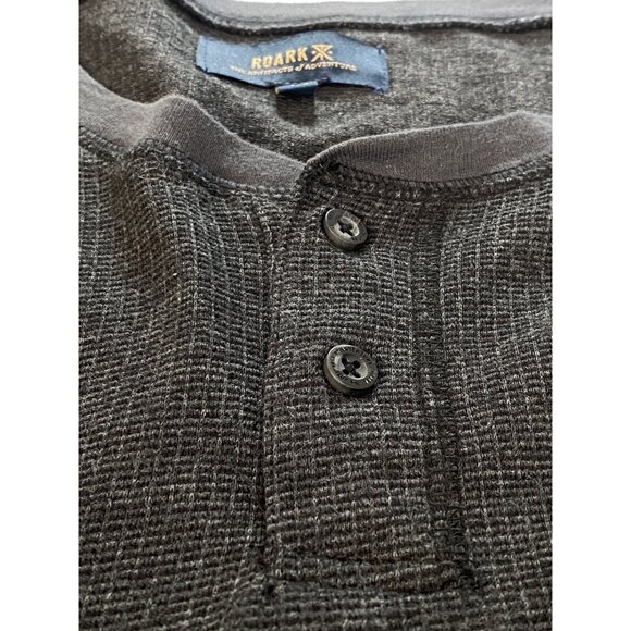 Roark 2 Button Henley Range Rat Slub Waffle Pullover Charcoal Gray Men’s Large - Picture 3 of 14